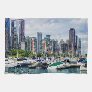 Chicago Harbour Tea Towel