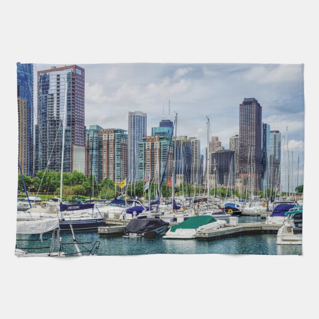 Chicago Harbour Tea Towel (Horizontal)