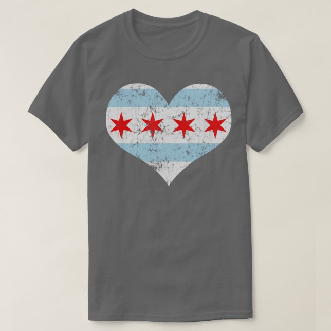 Chicago Heart Flag Love Home City T-Shirt (Design Front)