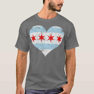 Chicago Heart Flag Love Home City T-Shirt