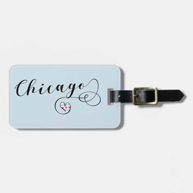 Chicago Heart Luggage Tag Template, Illinois (Front Horizontal)