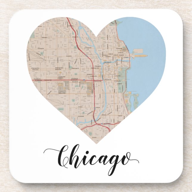 Chicago Heart Map Coaster (Front)