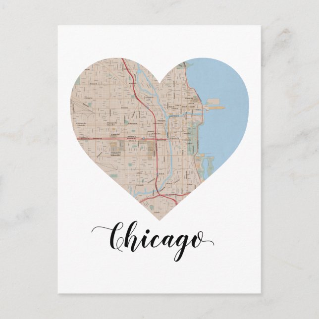 Chicago Heart Map Postcard (Front)