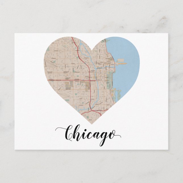 Chicago Heart Map Postcard (Front)