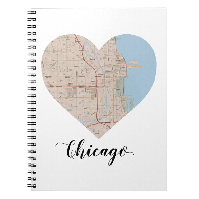 Chicago Heart Map Spiral Notebook (Front)