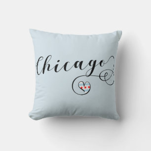 Chicago Heart Throw Pillow, Illinois Cushion