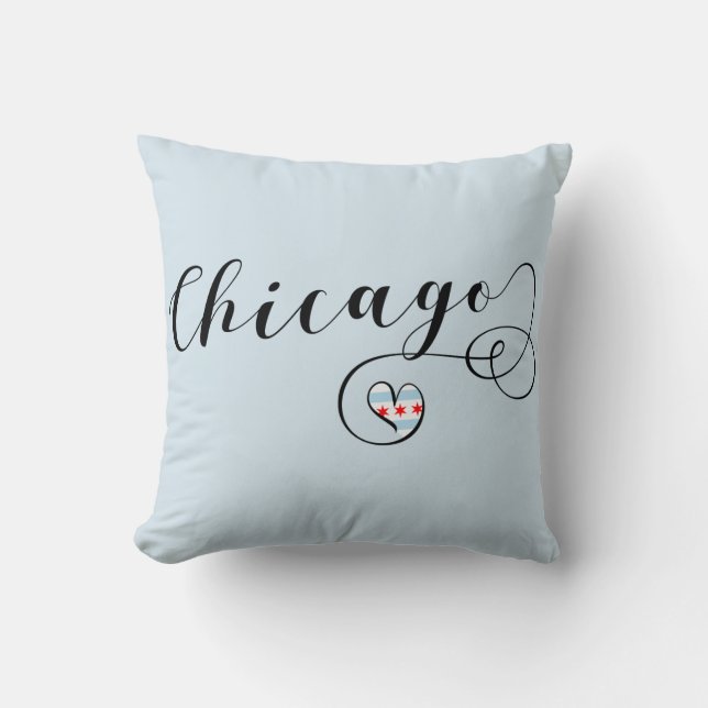 Chicago Heart Throw Pillow,  Illinois Cushion (Front)