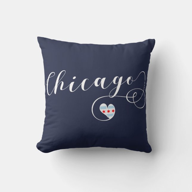 Chicago Heart Throw Pillow,  Illinois Cushion (Front)