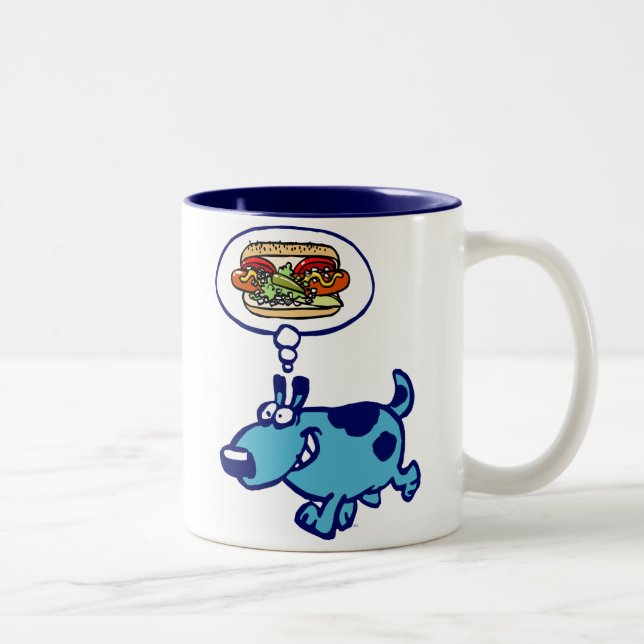 Chicago Hot Dog (blue cartoon dog) Mug (Right)