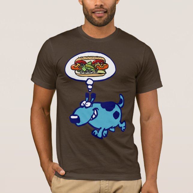Chicago Hot Dog (blue cartoon dog) T-Shirt (Front)