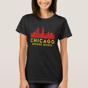 Chicago House Music Vinyl Dj Raver Flag Skyline Ap T-Shirt