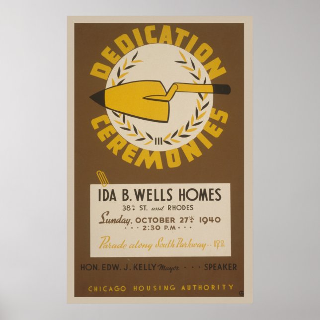 Chicago Ida B Wells Dedication WPA Vintage Poster (Front)