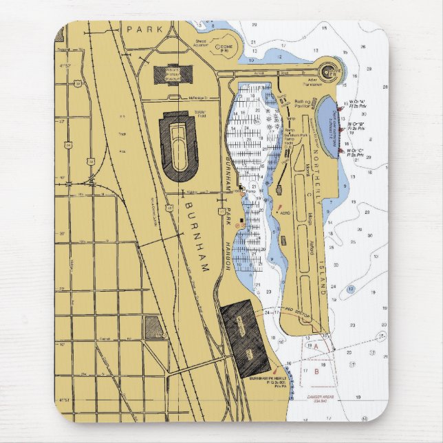 Chicago IL Burnham Park Harbour Chart Mousepad (Front)