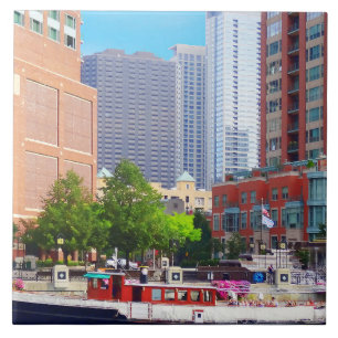 Chicago IL - Chicago River Near Centennial Fountai Tile