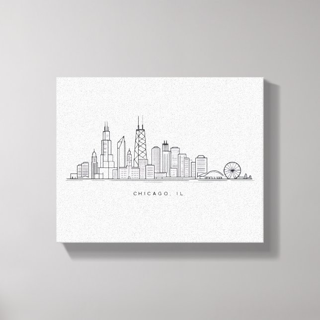 Chicago IL Cityscape Illustration Canvas Print (Front)