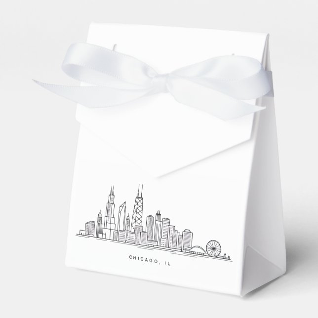 Chicago IL Cityscape Illustration Favour Box (Front Side)