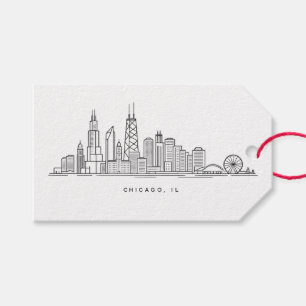 Chicago IL Cityscape Illustration Gift Tags
