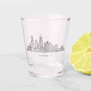 Chicago IL Cityscape Illustration Shot Glass