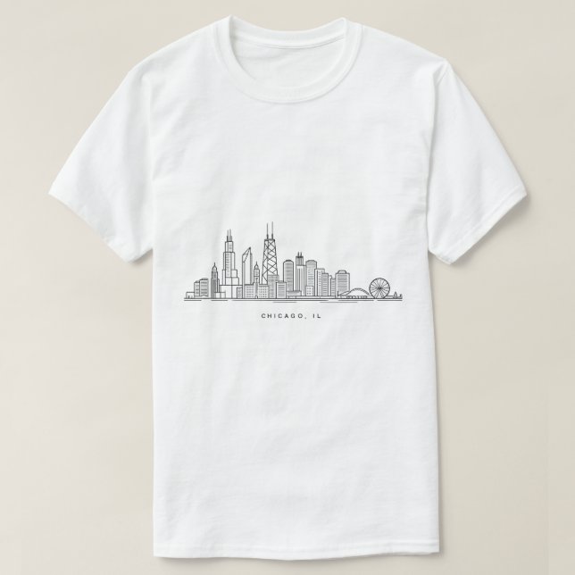 Chicago IL Cityscape Illustration T-Shirt (Design Front)