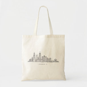 Chicago IL Cityscape Illustration Tote Bag