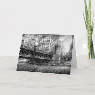 Chicago, IL - DuSable Bridge built in 1920 - BW Card