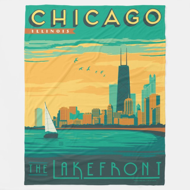 Chicago, IL - Enjoy the Lakefront Fleece Blanket (Front)