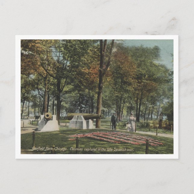 Chicago IL, Garfield Park, Cannons, 1910 Postcard (Front)
