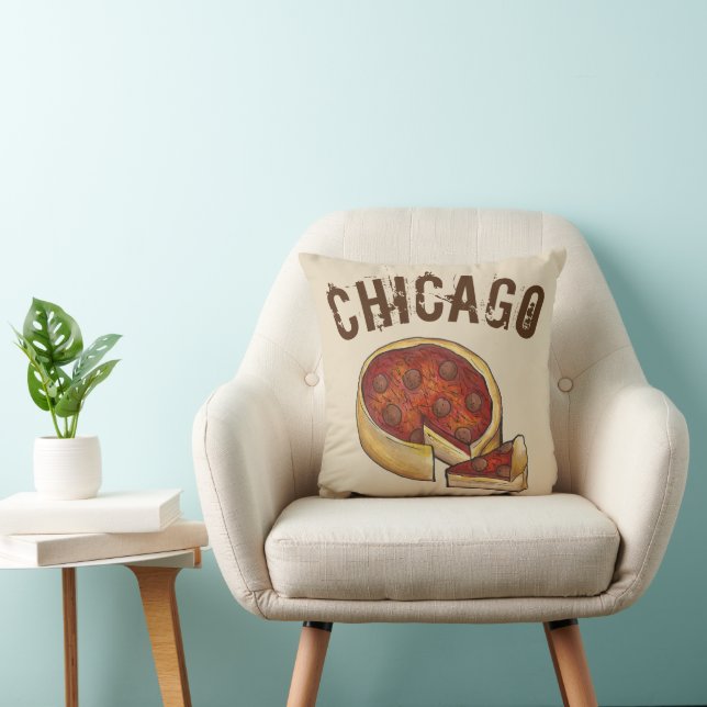 Chicago IL Illinois Deep Dish Pepperoni Pizza Food Cushion (Chair)