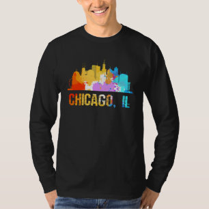 Chicago IL Illinois Watercolor Cityscapes and Skyl T-Shirt