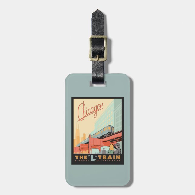 Chicago, IL - 'L' Train Luggage Tag (Front Vertical)