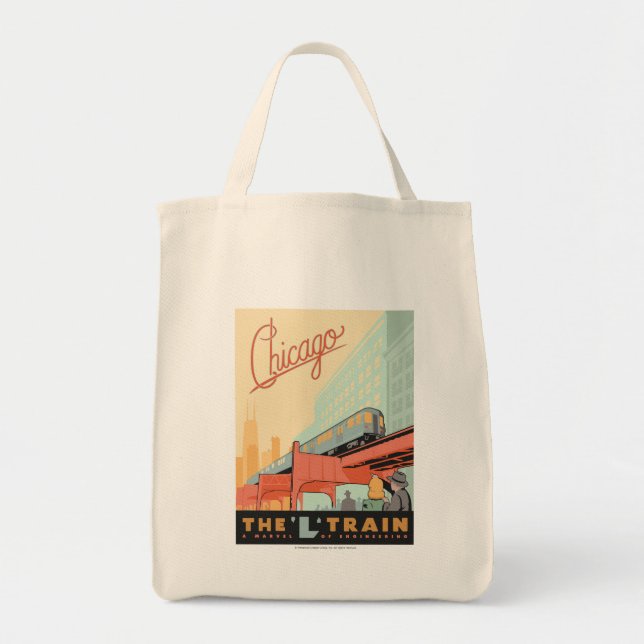 Chicago, IL - 'L' Train Tote Bag (Front)