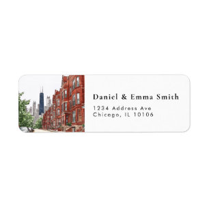 Chicago IL Skyline City Urban Return Address Label