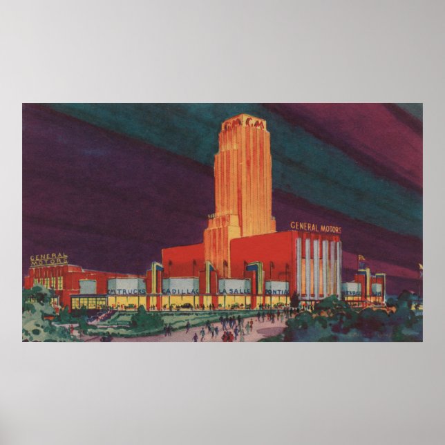 Chicago, IL - View of the General Motors Buildin Poster (Front)