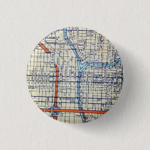 Chicago, IL Vintage Map 3 Cm Round Badge