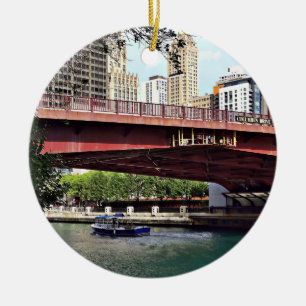 Chicago IL - Water Taxi Under Columbus Dr Bridge Ceramic Tree Decoration
