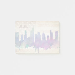 Chicago, IL   Watercolor City Skyline Post-it Notes