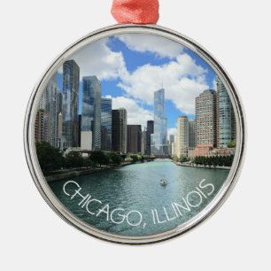 Chicago, Illinois Christmas Keepsake Souvenir Metal Tree Decoration