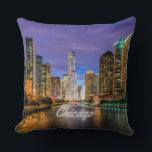 Chicago Illinois City At Night Cushion<br><div class="desc">Chicago Illinois City At Night
This beautiful windy city is your to take home
John Hancock Centre
Chicago River</div>