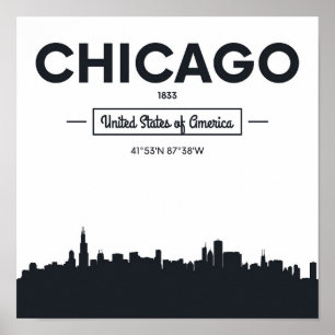 Chicago, Illinois   City Coordinates Poster