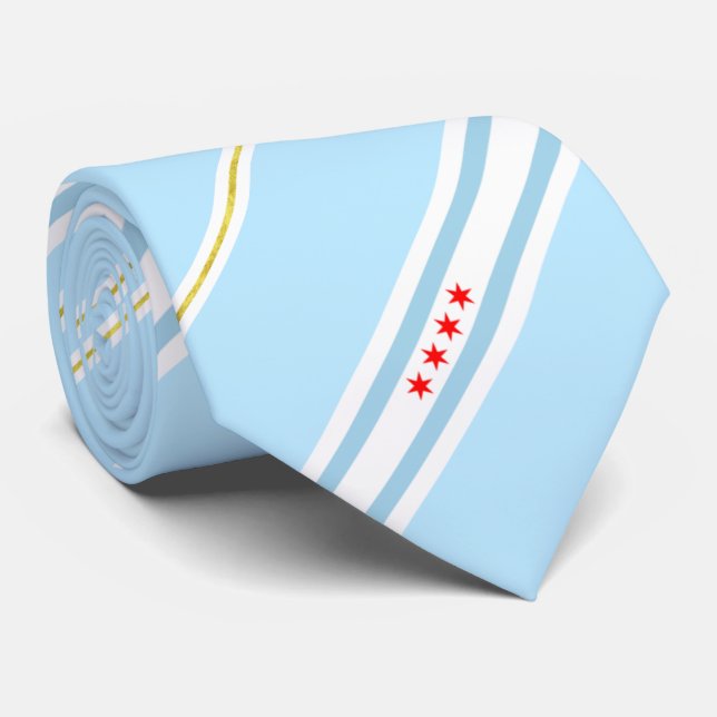 Chicago (Illinois) city flag Neck Tie (Rolled)