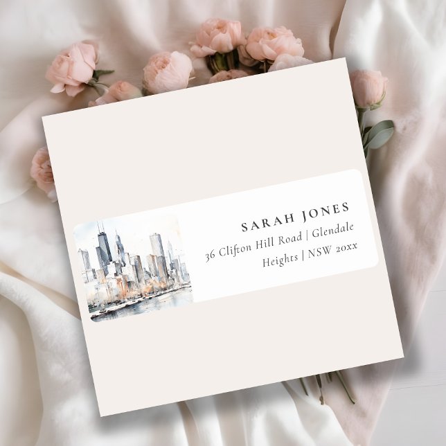 Chicago, Illinois City Scape Watercolor Address (Creator Uploaded)