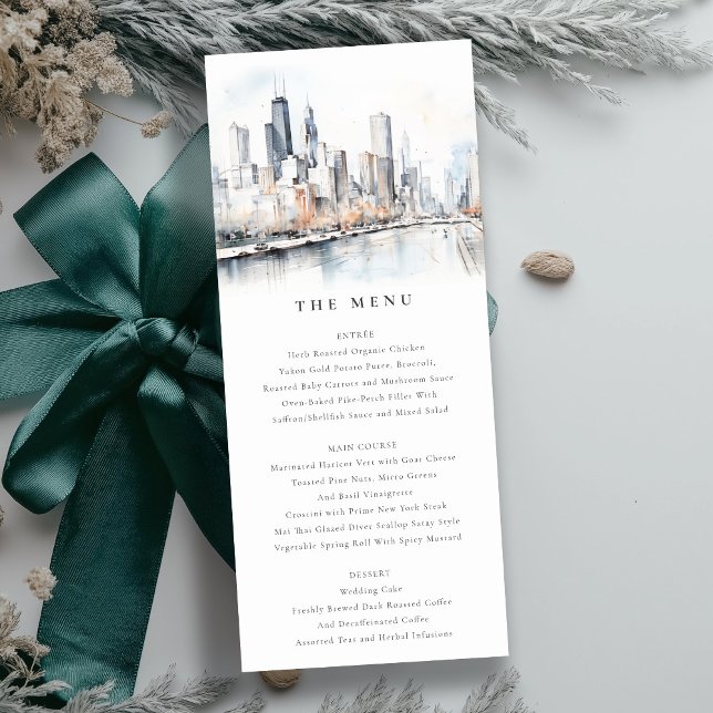 Chicago, Illinois City Scape Wedding Menu Card (Creator Uploaded)