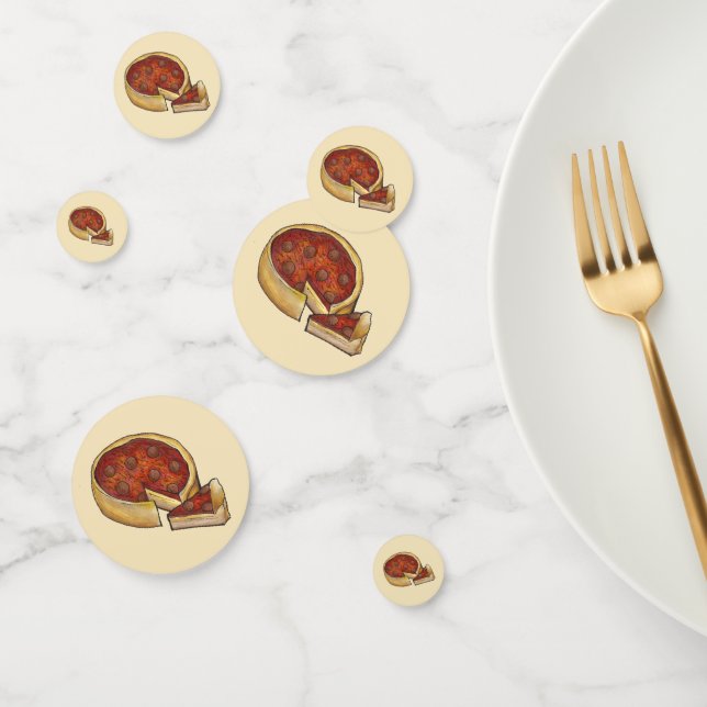 Chicago Illinois Deep Dish Pepperoni Pizza Foodie Confetti (Group)