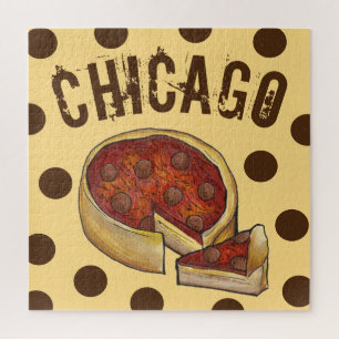 Chicago Illinois Deep Dish Pepperoni Pizza Jigsaw Puzzle