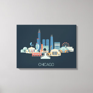 Chicago, Illinois   Design in Blue Canvas Print