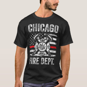 Chicago Illinois Fire Department Thin Red Line Fir T-Shirt