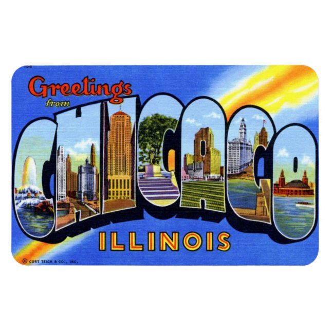 Chicago Illinois IL Large Letter Postcard Magnet (Horizontal)