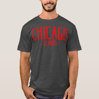 Chicago Illinois IL Vintage Text Red Print  T-Shirt