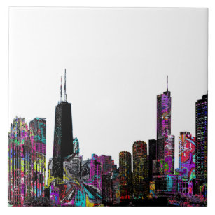 Chicago, Illinois in graffiti Tile