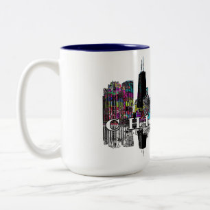 Chicago, Illinois in graffiti Two-Tone Coffee Mug